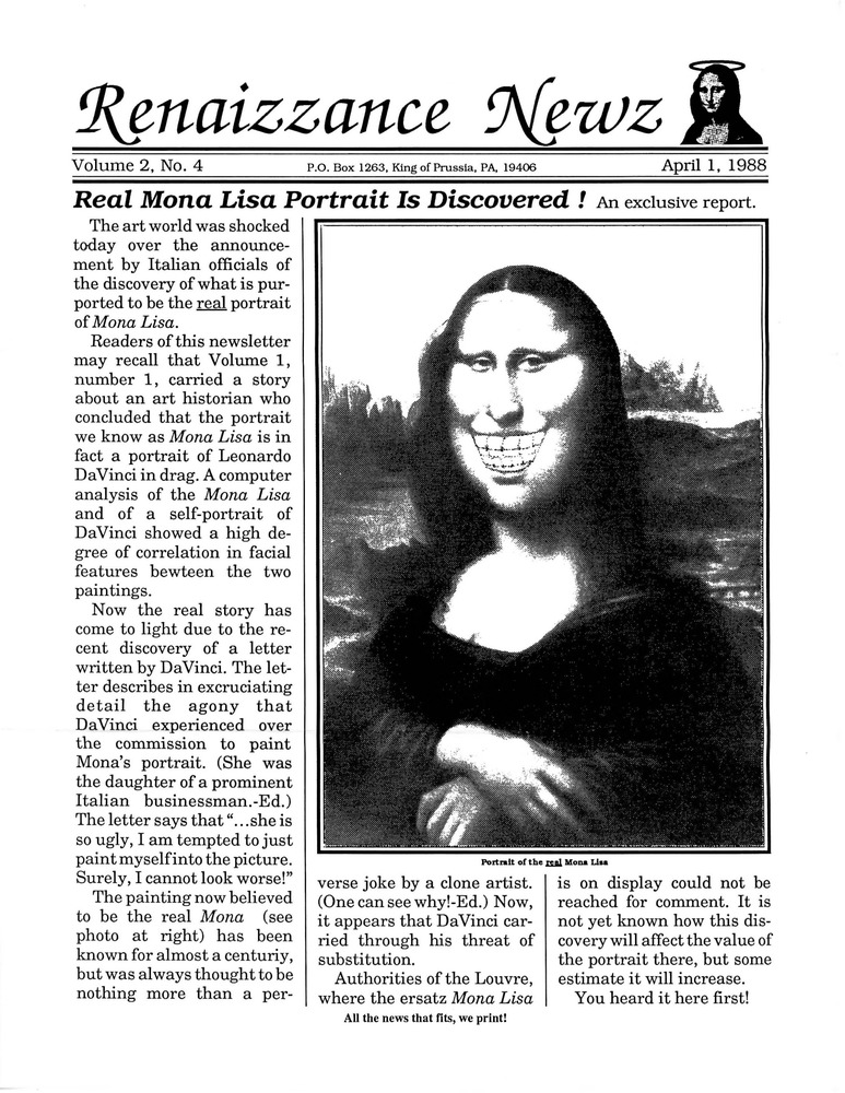 Download the full-sized PDF of Renaissance News, Vol. 2 No. 4 (April 1988)