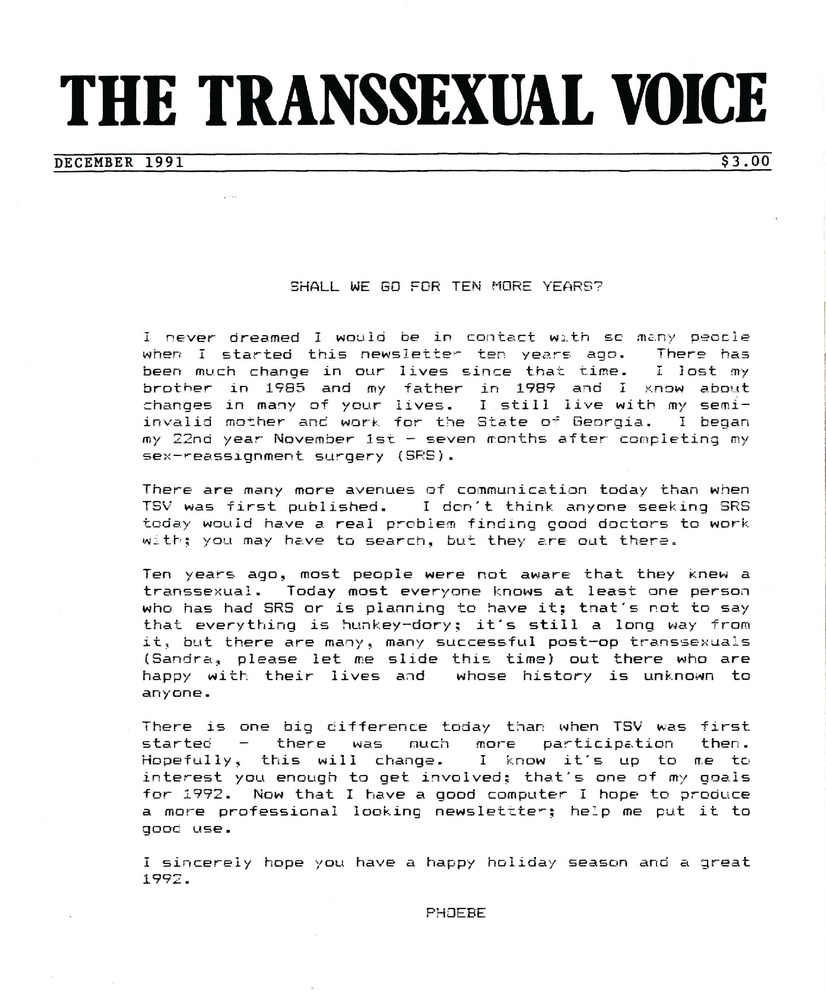 Download the full-sized PDF of The Transsexual Voice (December 1991)
