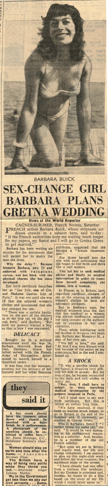 Download the full-sized PDF of Sex-Change Girl Barbara Plans Gretna Wedding