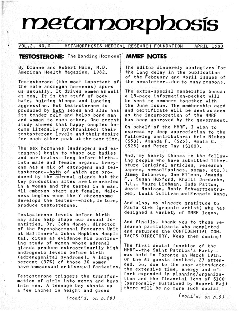 Download the full-sized PDF of Metamorphosis Vol. 2, No. 2 (April 1983)