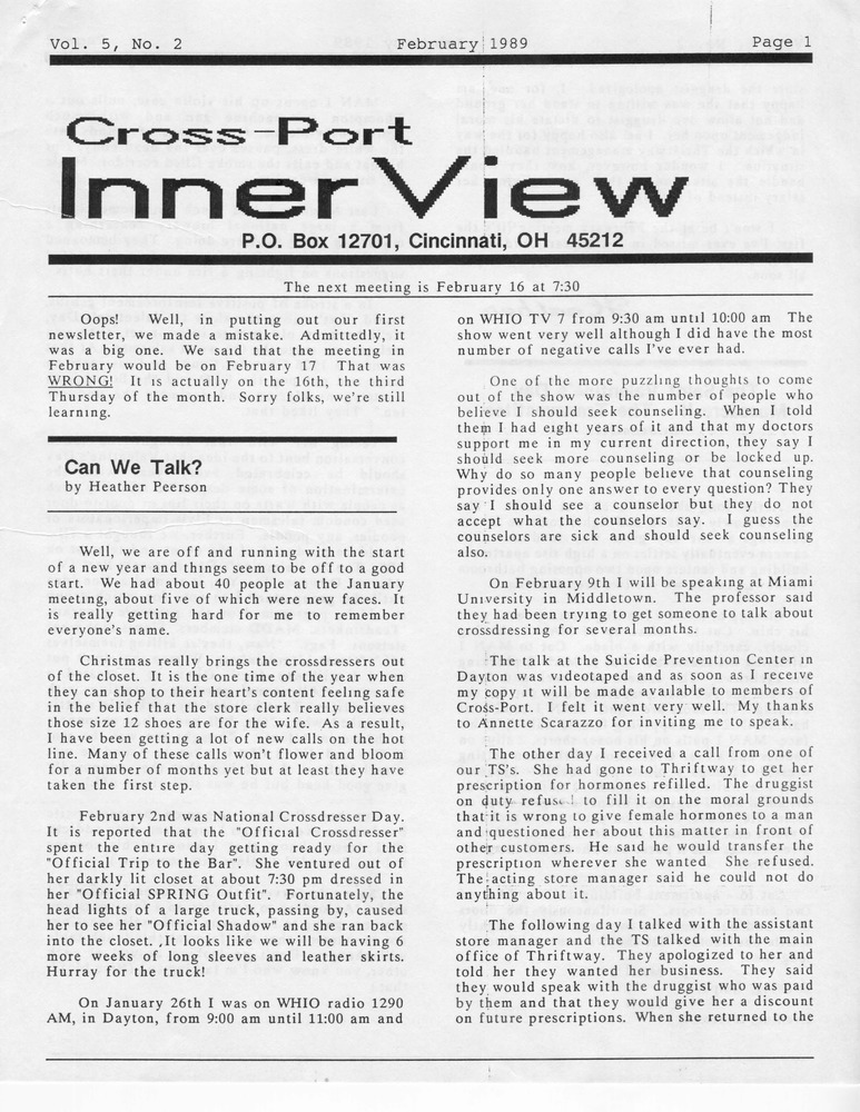 Download the full-sized PDF of Cross-Port InnerView, Vol. 5 No. 2 (February, 1989)