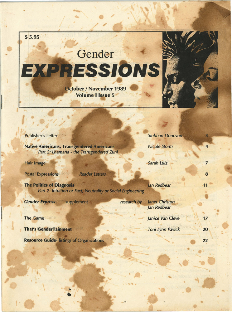 Download the full-sized PDF of Gender Expressions Volume 1 Issue 5 (October/November 1989)