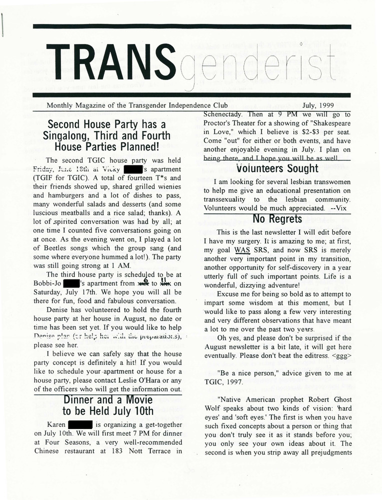 Download the full-sized PDF of The Transgenderist (July, 1999)