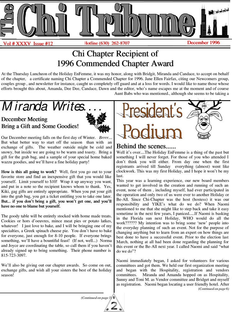 Download the full-sized PDF of The Chi Tribune Vol. 35 Iss. 12 (December, 1996)