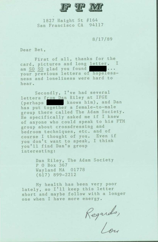 Download the full-sized PDF of Letter from Lou Sullivan to Bet Power (August 17, 1989)
