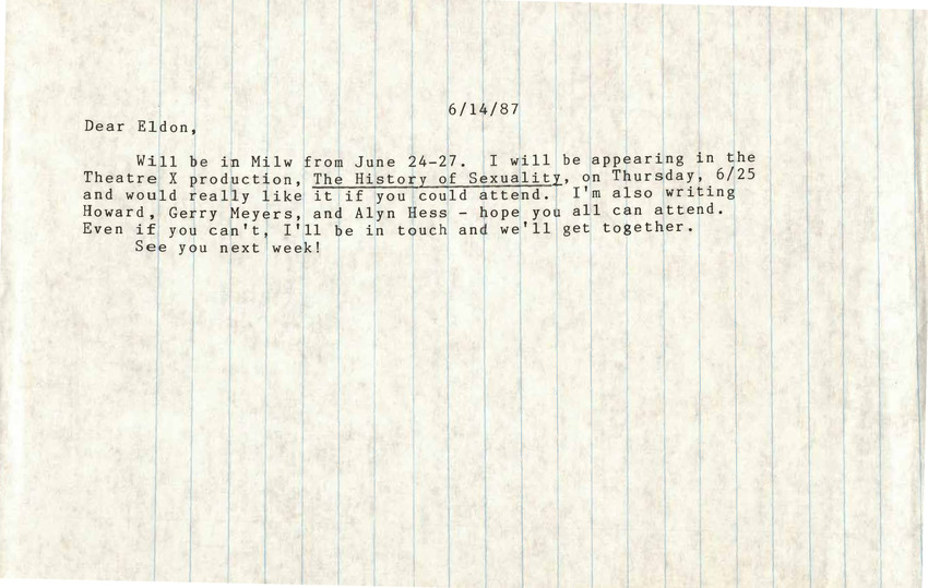 Download the full-sized PDF of Correspondence from Lou Sullivan to Eldon Murray (June 14, 1987)