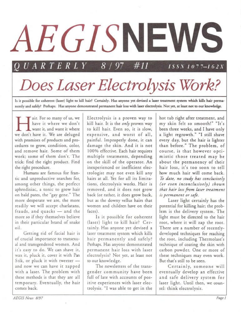 Download the full-sized PDF of AEGIS News, No. 11 (August, 1997)
