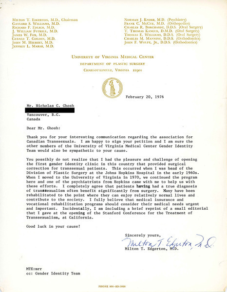 Download the full-sized image of Letter from Milton T. Edgerton to Rupert Raj (February 20, 1976)