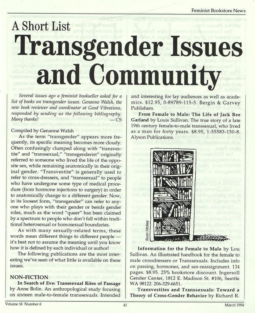 Download the full-sized PDF of Transgender Issues and Community: A Short List