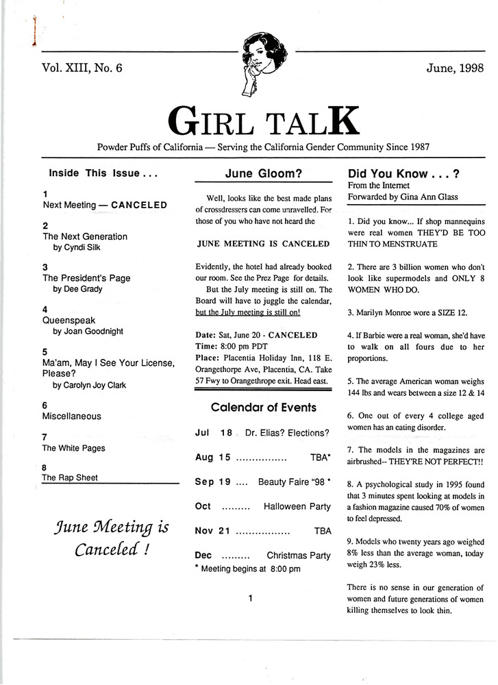Download the full-sized PDF of Girl Talk, Vol. 13 No. 6 (June, 1998)