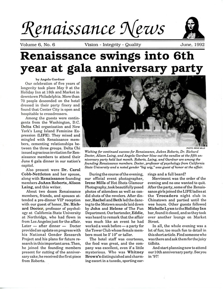 Download the full-sized PDF of Renaissance News, Vol. 6 No. 6 (June 1992)