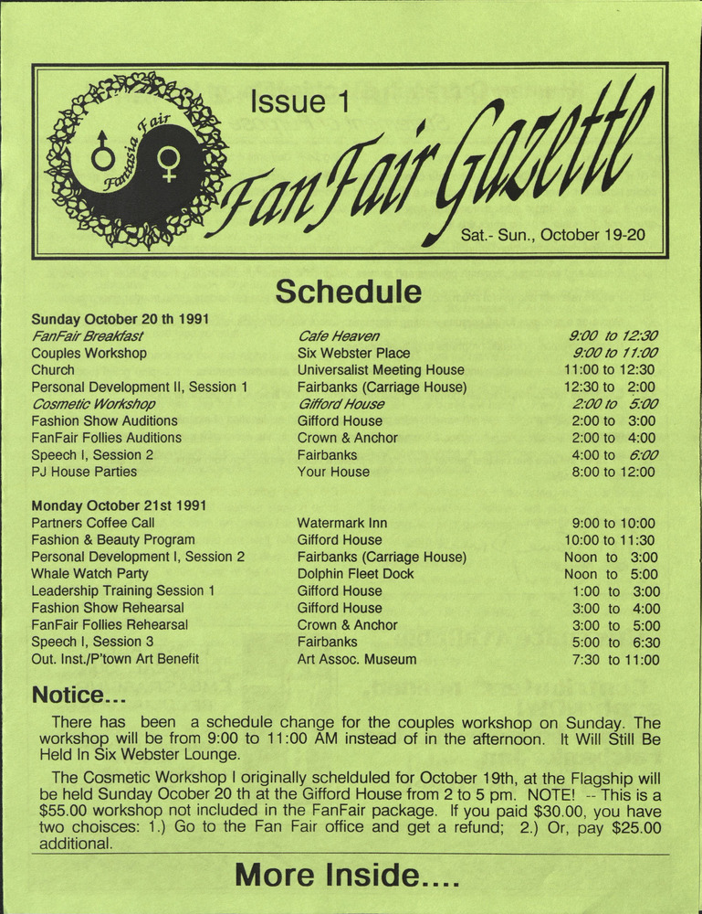 Download the full-sized PDF of Fan Fair Gazette, Issue 1 (October 19-20, 1991)