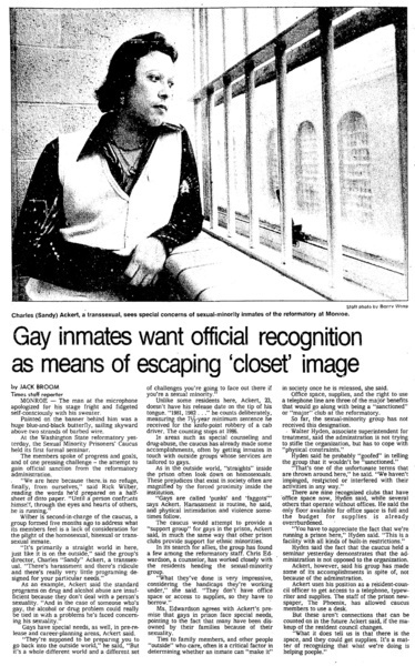 Download the full-sized image of Gay Inmates Want Official Recognition as Means of Escaping 'Closet' Image