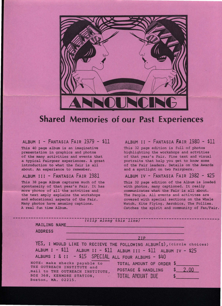Download the full-sized PDF of Fantasia Fair Announcing: Shared Memories of our Past Experience (1983?)