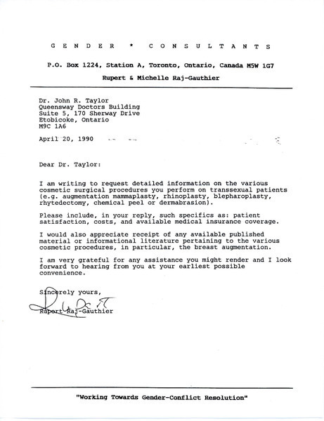 Download the full-sized image of Letter from Rupert Raj to Dr. John R. Taylor (April 20, 1990)