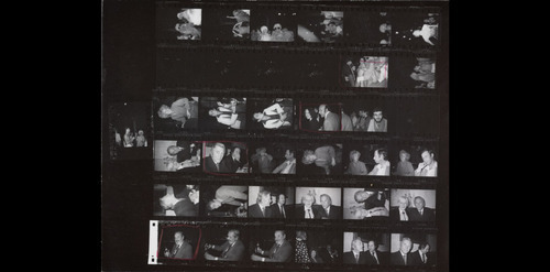 Download the full-sized image of Drag queen, dancers at Regine's nightclub; Lou Reed at the Bottom Line with Clive Davis, Lisa Robinson, and Ronnie Cutrone in the audience; Kirk Douglas with Andy Warhol