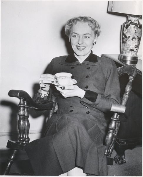 Download the full-sized image of Christine Jorgensen with a Tea Cup