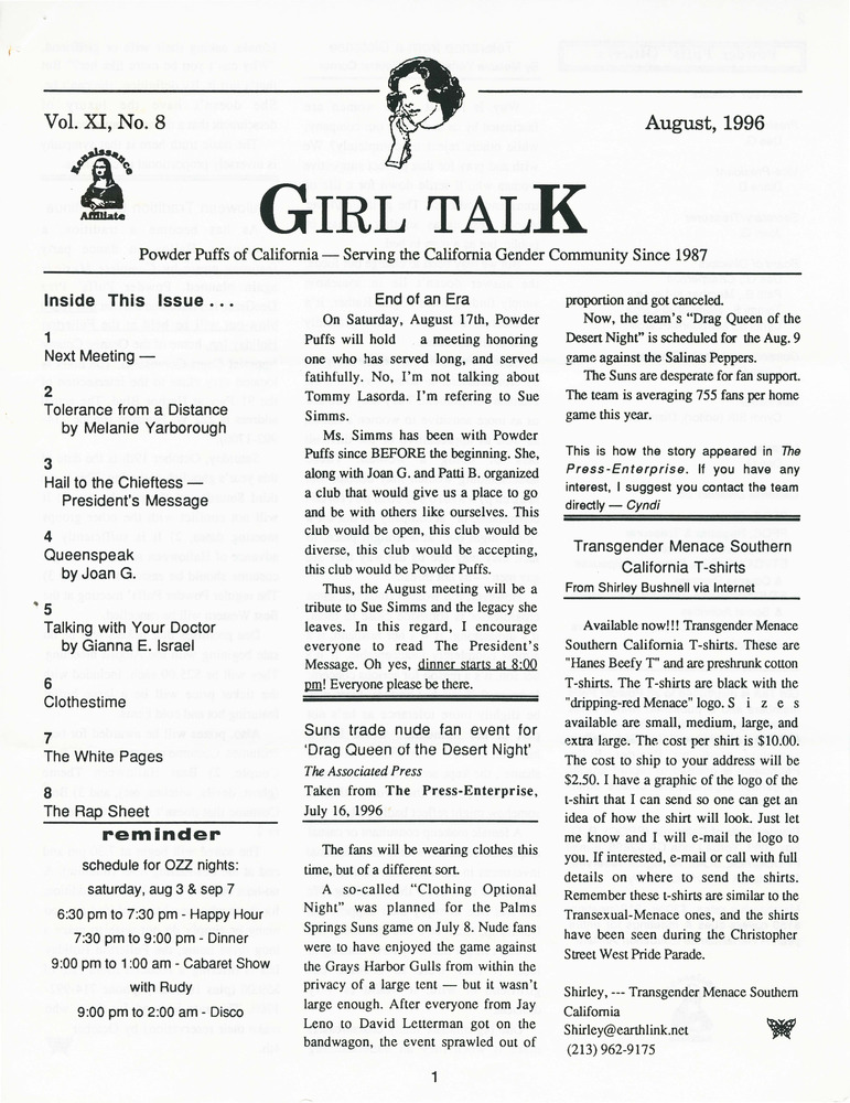 Download the full-sized PDF of Girl Talk, Vol. 11 No. 8 (August, 1996)
