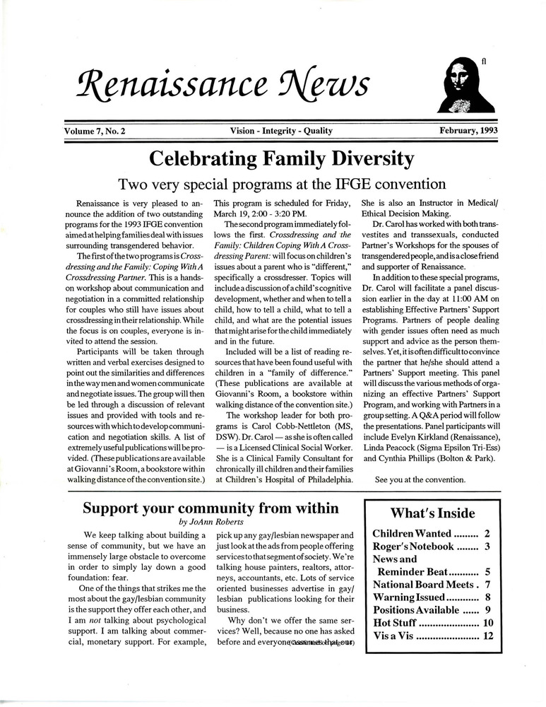 Download the full-sized PDF of Renaissance News, Vol. 7 No. 2 (February 1993)