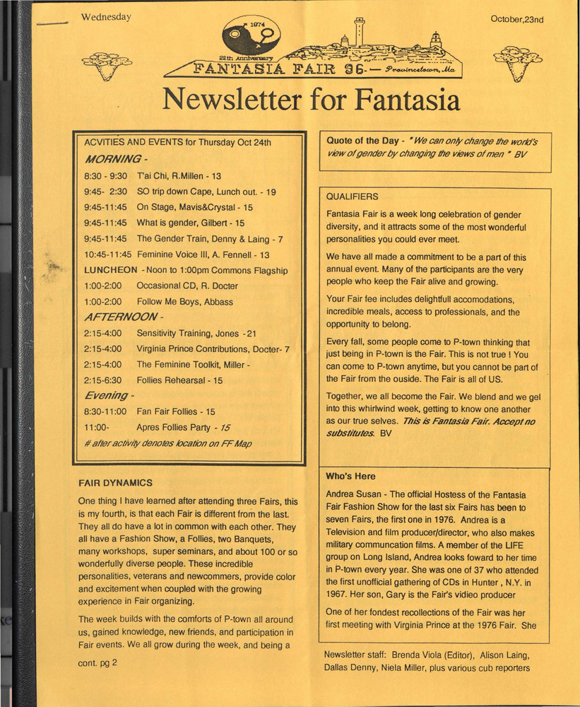 Download the full-sized PDF of Newsletter for Fantasia (October 23, 1996)