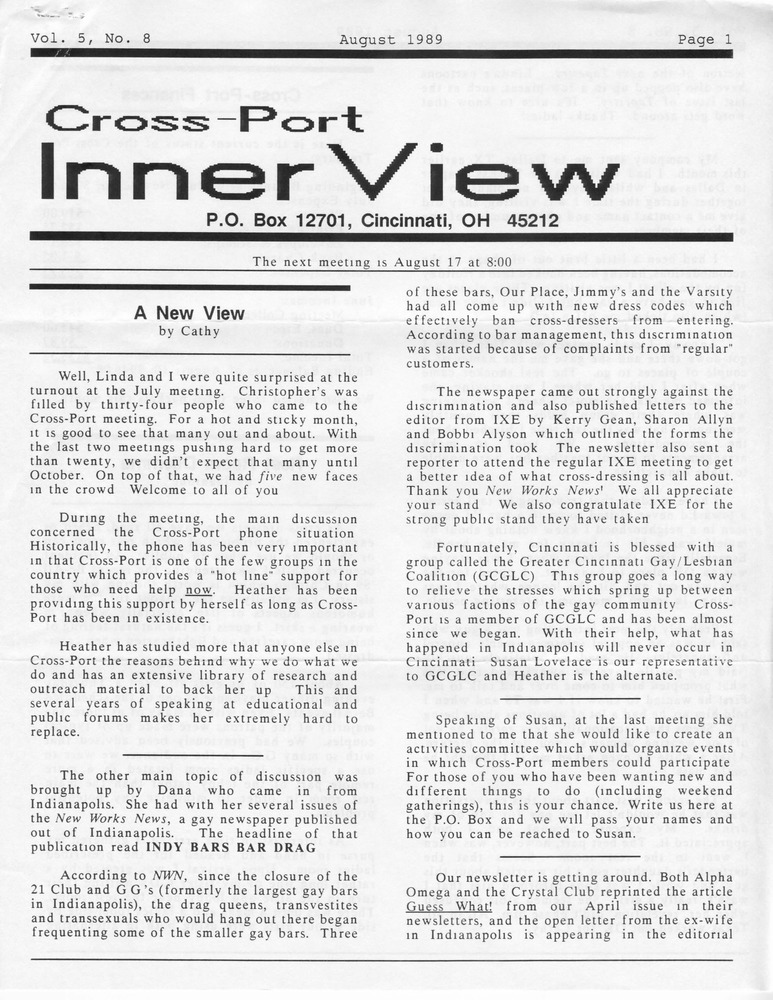 Download the full-sized PDF of Cross-Port InnerView, Vol. 5 No. 8 (August, 1989)