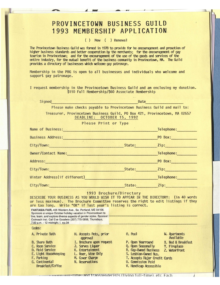 Download the full-sized PDF of Provincetown Business Guild 1993 Membership Application