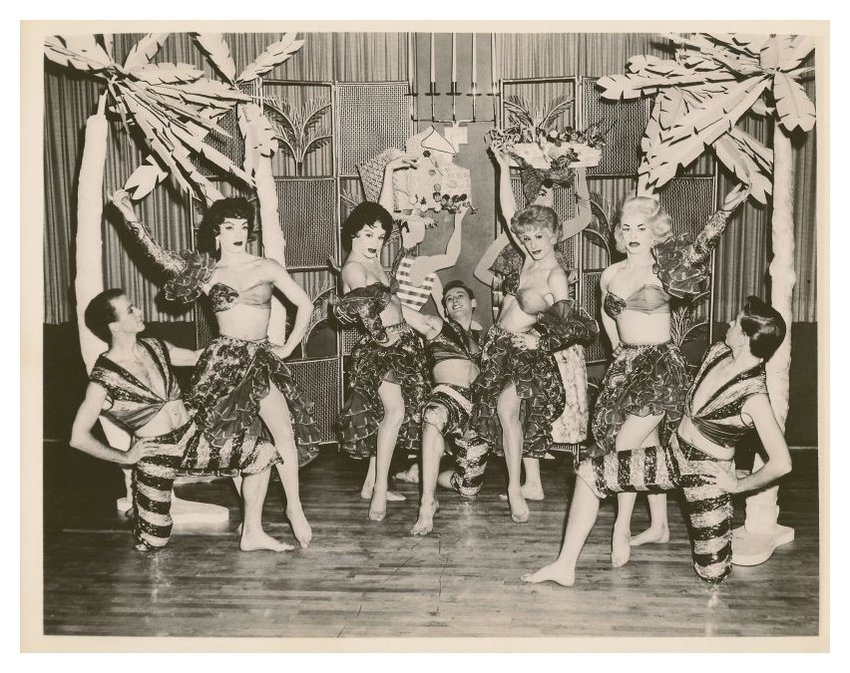 Download the full-sized image of Jewel Box Revue Performers Pose with Palm Trees
