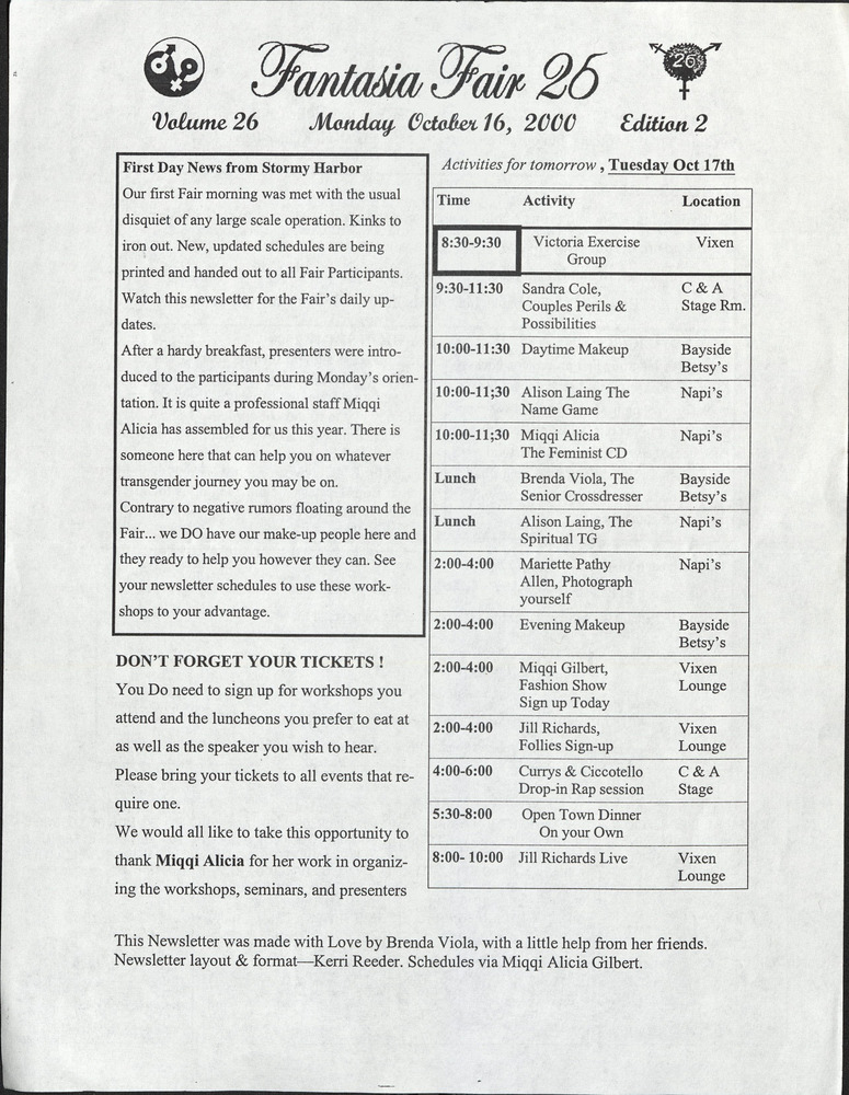 Download the full-sized PDF of Fantasia Fair 25, Vol. 26 Ed. 2 (October 16, 2000)