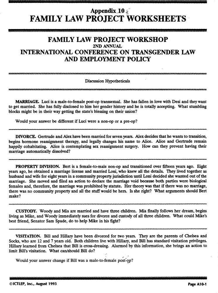 Download the full-sized PDF of Appendix 10: Family Law Project Worksheets