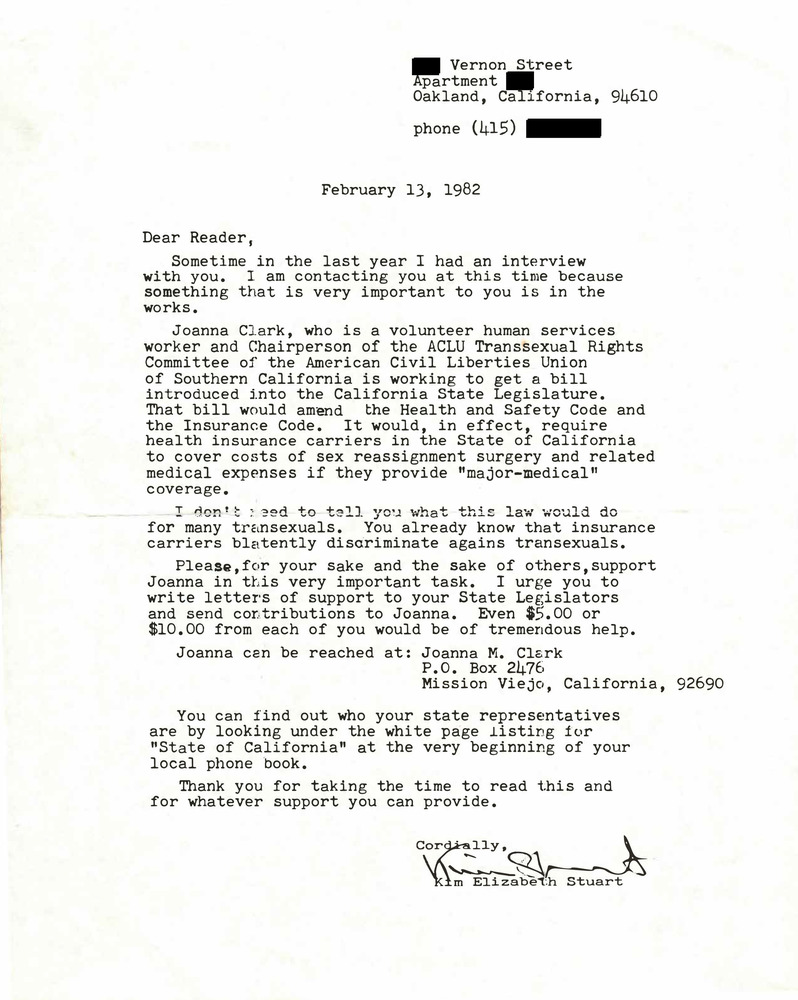 Download the full-sized PDF of Open Letter from Kim Stuart (February 13, 1982)