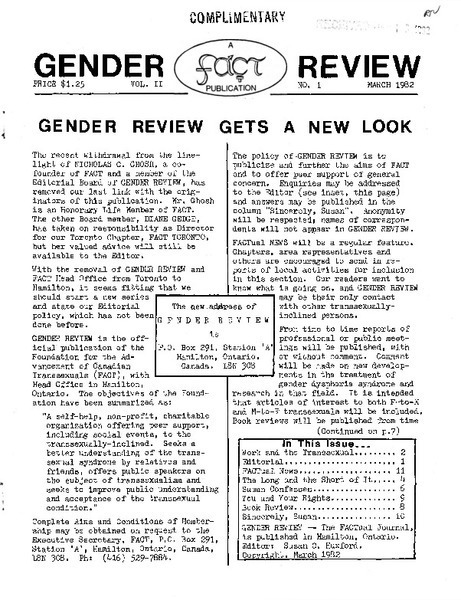Download the full-sized image of Gender Review, Vol. 2, No. 1 (Mar 1982)