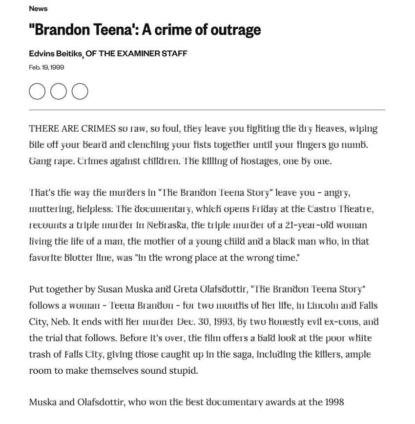 Download the full-sized PDF of 'Brandon Teena': A Crime of Outrage