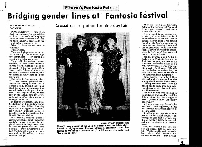 Download the full-sized PDF of Bridging Gender Lines at Fantasia Fair (October 28, 1985)