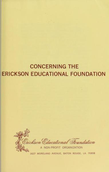 Download the full-sized image of Concerning the Erickson Educational Foundation