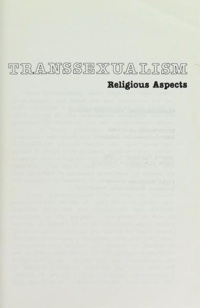 Download the full-sized image of Transsexualism Religious Aspects