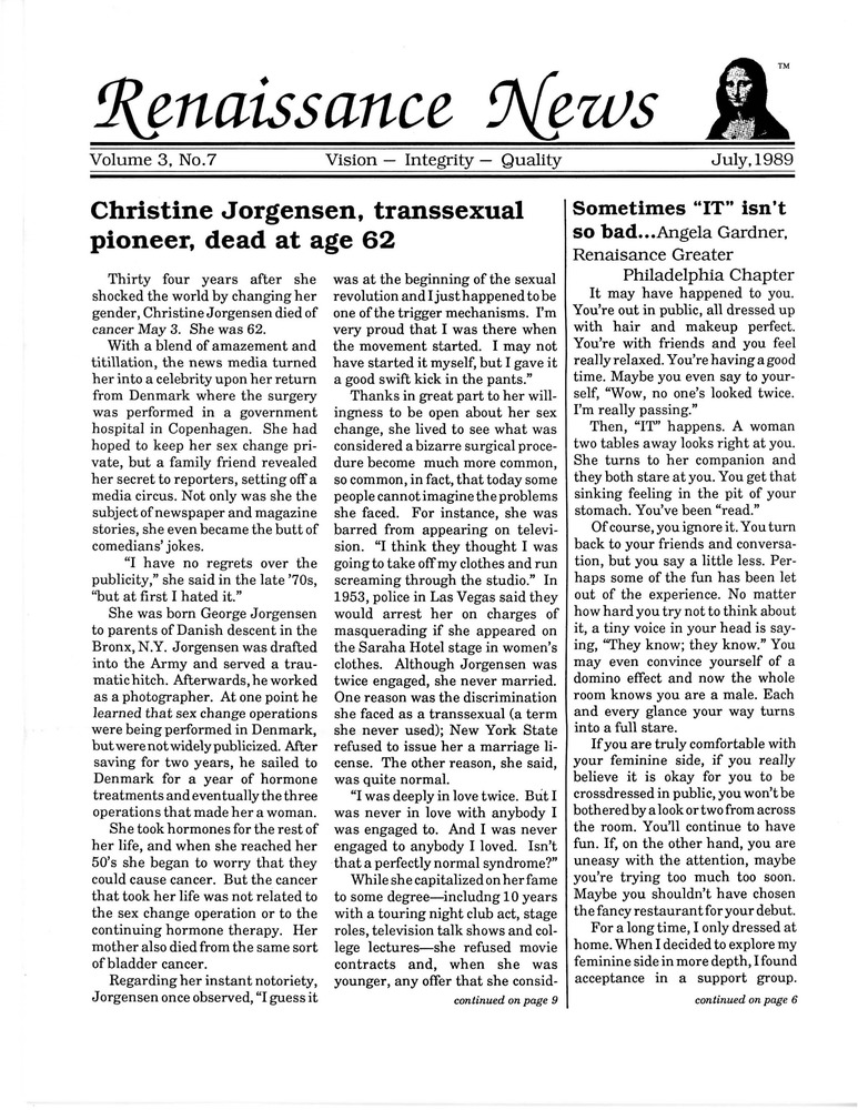 Download the full-sized PDF of Renaissance News Vol. 3 No. 7 (July 1989)