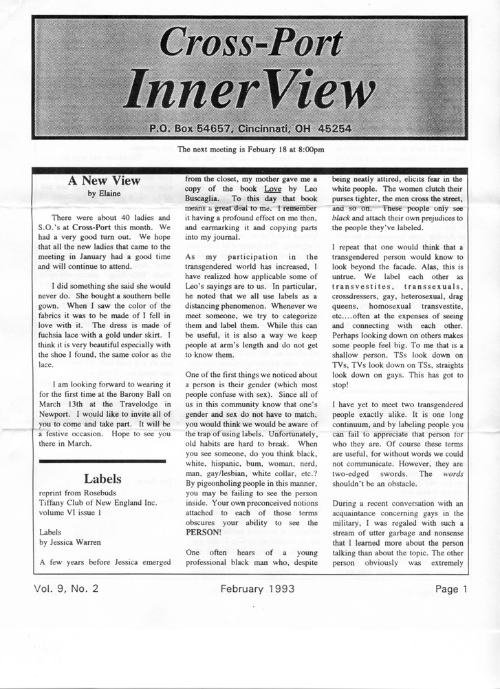 Download the full-sized PDF of Cross-Port InnerView, Vol. 9 No. 2 (February, 1993)
