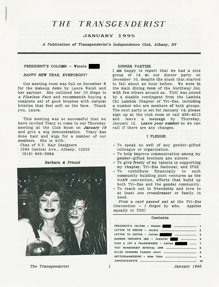 Download the full-sized PDF of The Transgenderist (January, 1995)