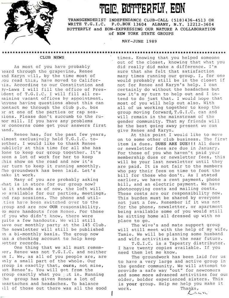 Download the full-sized PDF of TGIC, Butterfly, EON Newsletter (May-June 1989)