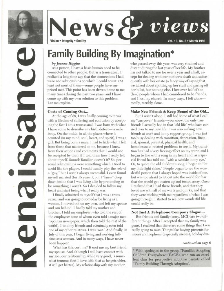 Download the full-sized PDF of Renaissance News & Views, Vol. 10 No. 3 (March 1996)