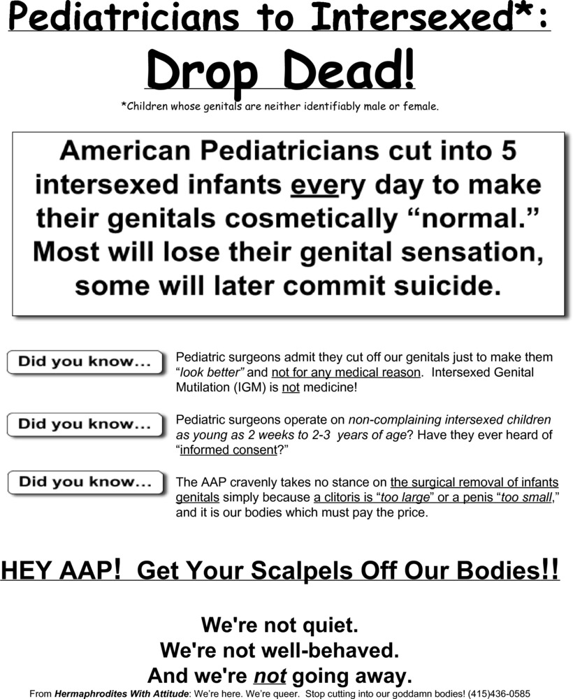Download the full-sized PDF of Hey AAP! Get Your Scalpels Off Our Bodies! Flyer