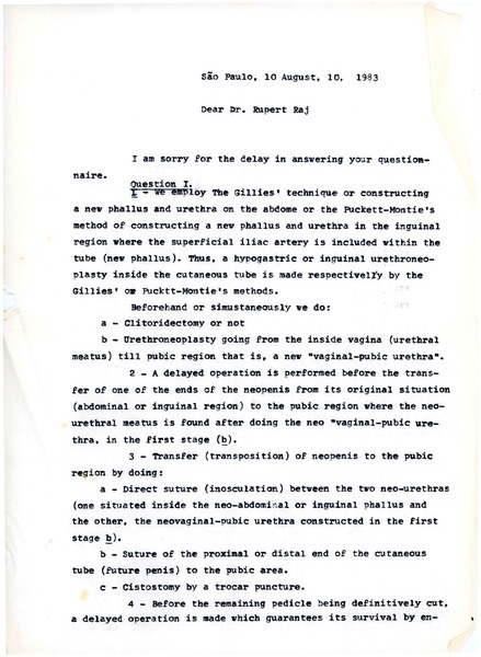 Download the full-sized image of Letter from Dr. Roberto Farina to Rupert Raj (August 10, 1983)