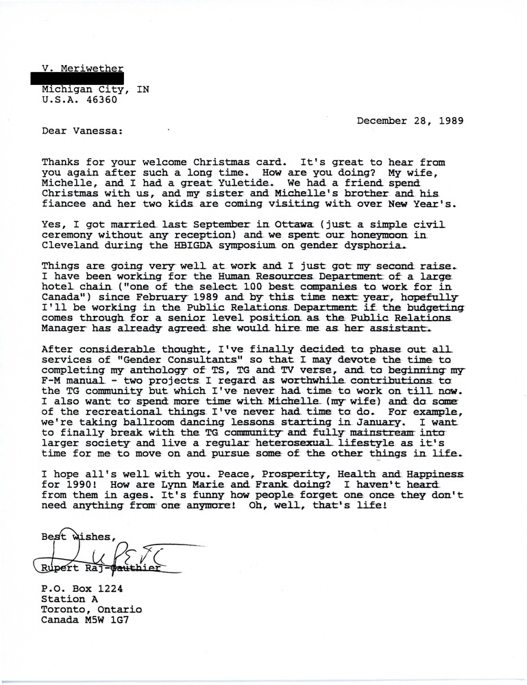 Download the full-sized PDF of Letter from Rupert Raj to Vanessa Meriwether (December 28, 1989)
