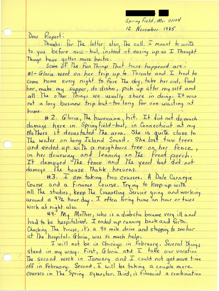 Download the full-sized PDF of Letter from Stephen E. Parent to Rupert Raj (November 12,1985)
