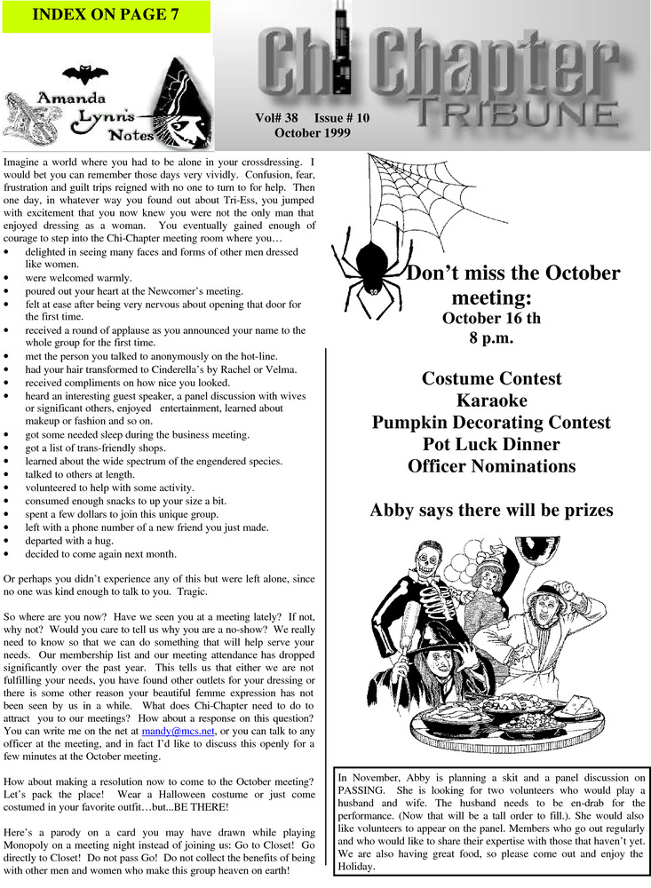 Download the full-sized PDF of Chi Chapter Tribune Vol. 38 Iss. 10 (October, 1999)