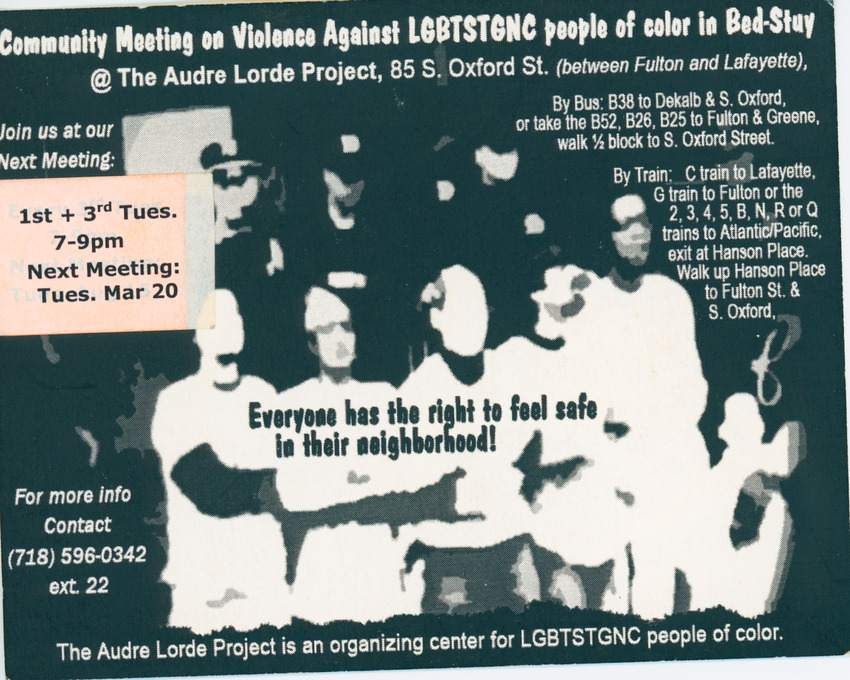Download the full-sized PDF of Leaflet About Community Meeting on Violence Against LGBTSTGNC People of Color