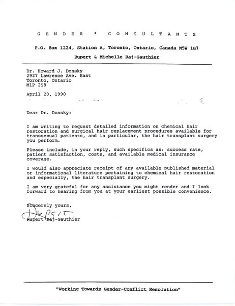 Download the full-sized image of Letter from Ruper Raj to Dr. Howard J. Donsky (April 20, 1990)