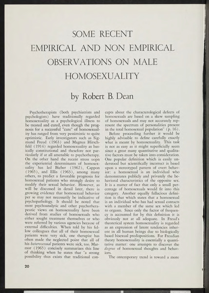 Download the full-sized image of Some Recent Empirical and Non Empirical Observations on Male Homosexuality