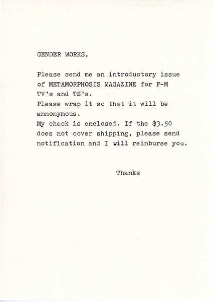 Download the full-sized image of Letter Adressed to the Gender Worker