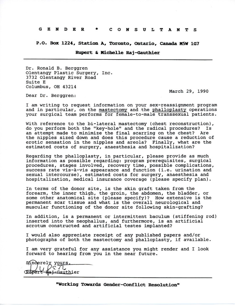 Download the full-sized PDF of Letter From Rupert Raj to Dr. Ronald B. Berggren (March 29, 1990)
